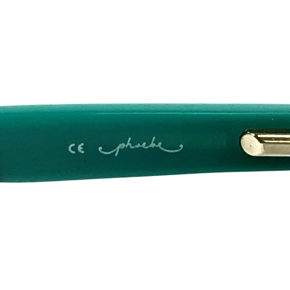Phoebe Sunglasses P268 BLK Black Green Rectangle Frames w/ Gray Lenses 52-16-135